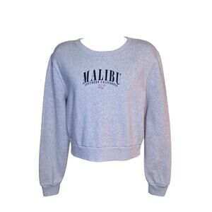 Hollister Long sleeve Pullover Top Gray Malibu Crewneck Fleece‎ Size L